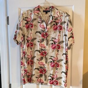 Daniel Cremieux Men's Flamingo and Floral Print Shirt - Pink and Cream